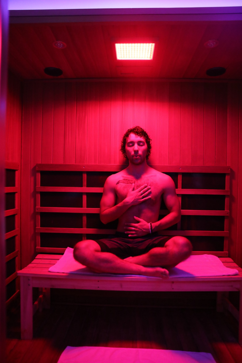 Deep infrared sauna session at Reboot