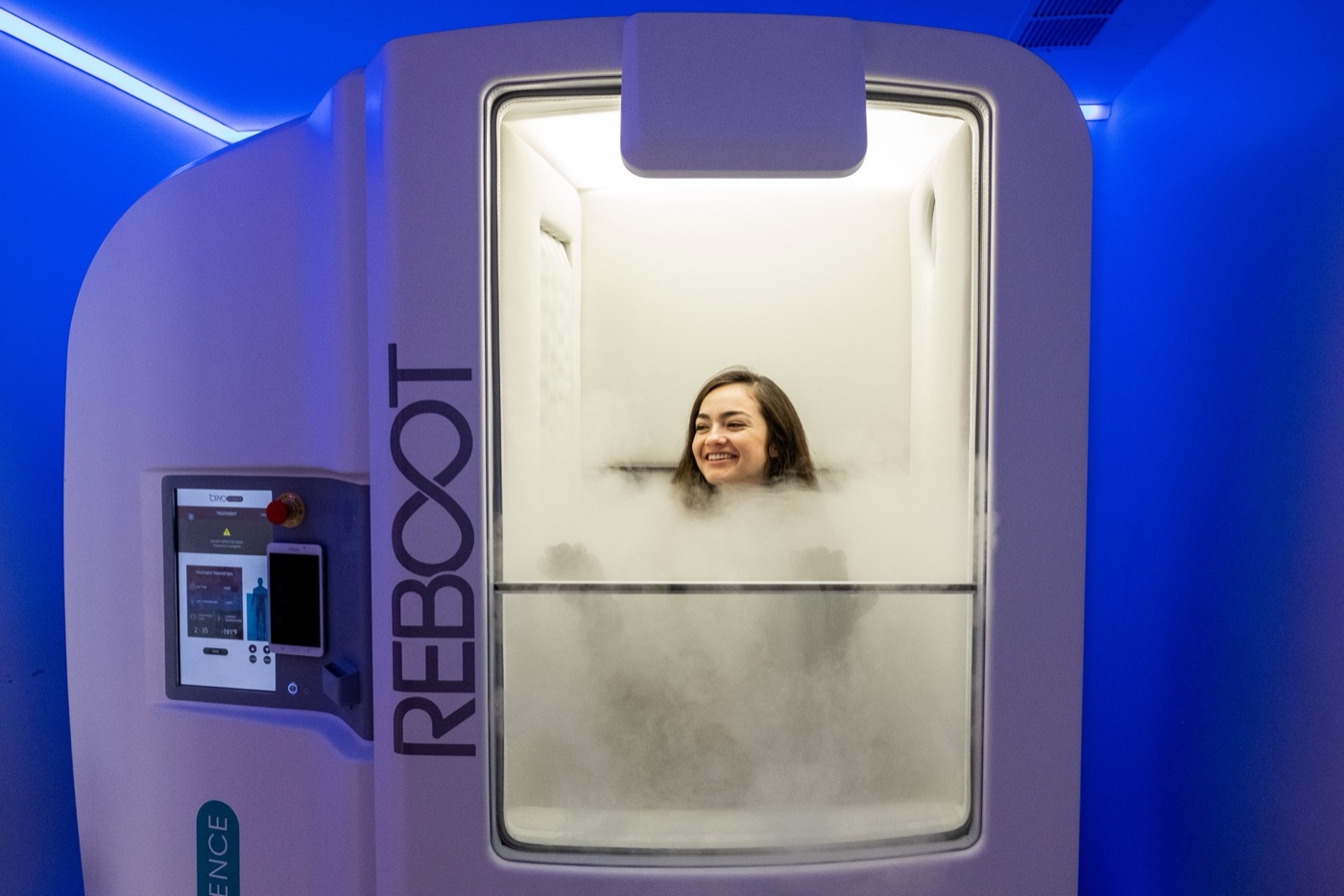 Whole-body cryotherapy chamber at Reboot